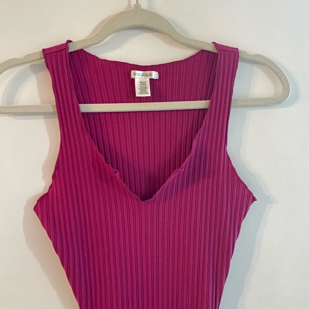 Women's Pink Ribbed Tank Top